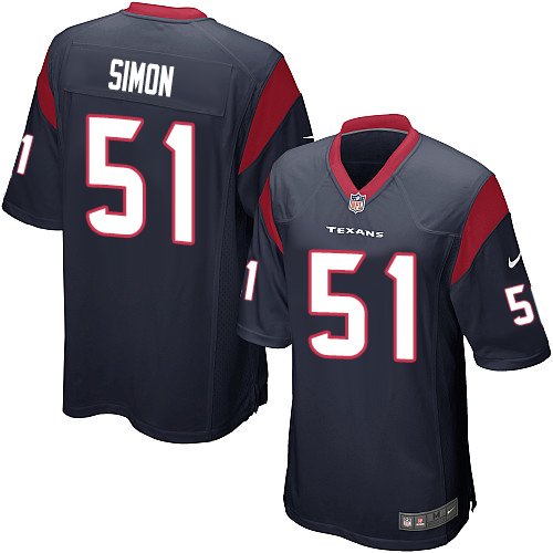 Men's Game John Simon Nike Jersey Navy Blue Home - #51 NFL Houston Texans